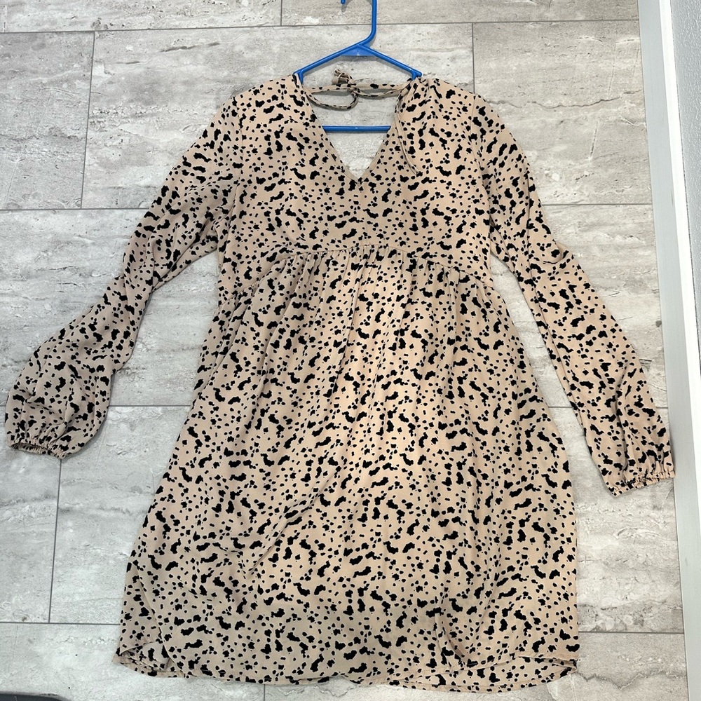 Leopard Print Long Sleeve Dress